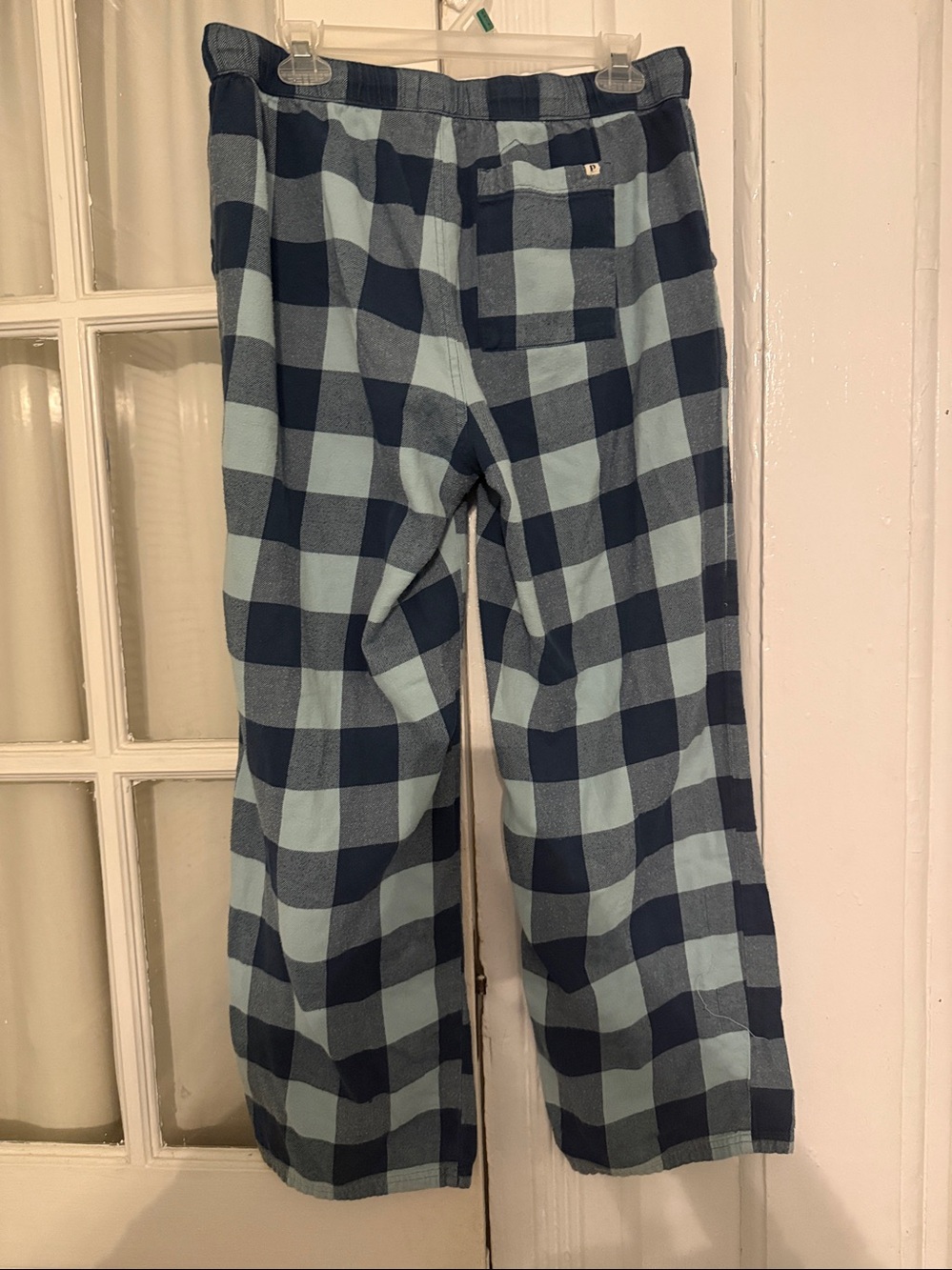 Pact Blue and Navy Plaid  Flannel Drawstring Lounge Pants SZ M - Picture 2 of 3